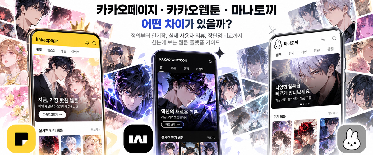 웹툰 플랫폼 비교와 작품 탐색 바로가기 이미지